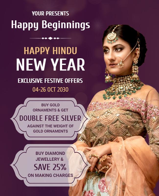 Lavish Purple Indian New Year Festive Offers Poster Template