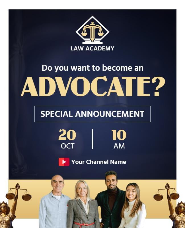 Law Academy Advocate Special Announcement Flyer Template