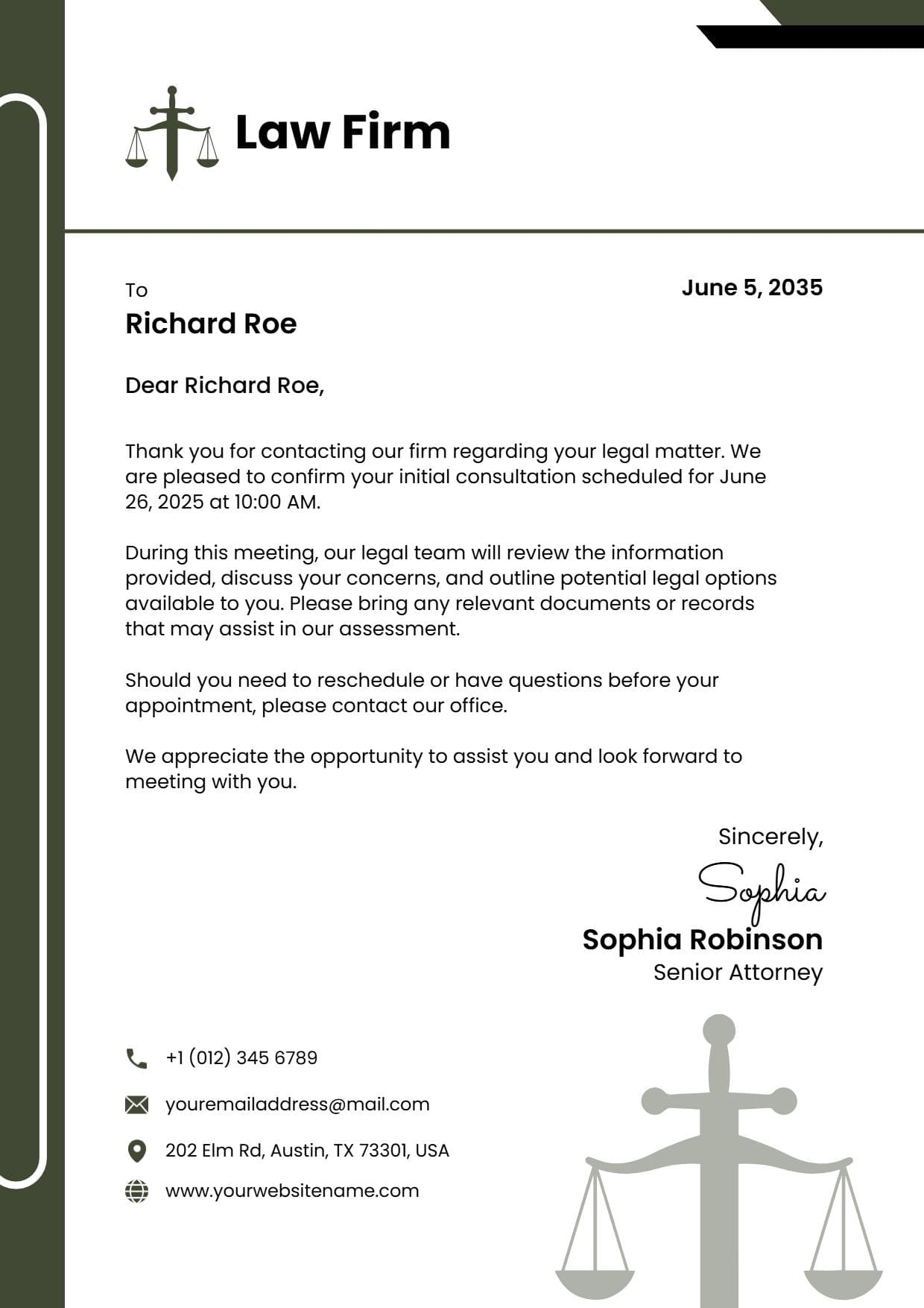 Law Firm Client Communication Letterhead Template