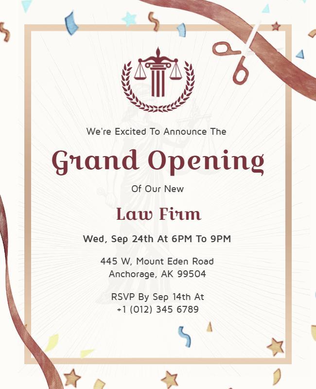 Law Firm Grand Opening Announcement Flyer Template