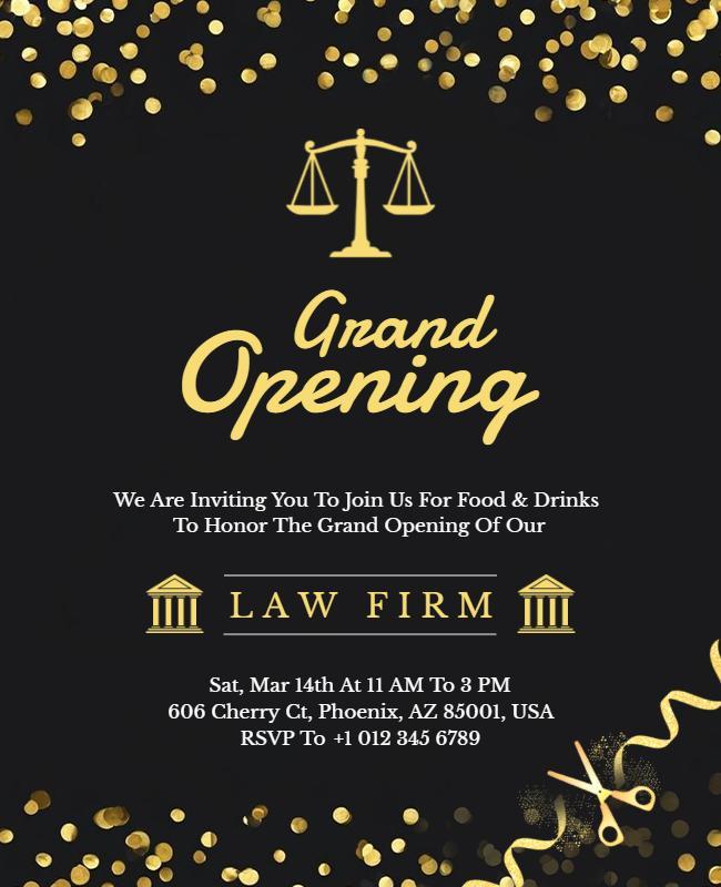 Law Firm Grand Opening Invitation Flyer Template