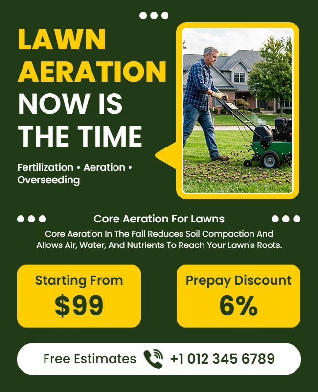 Lawn Aeration Service Promotion Flyer Template
