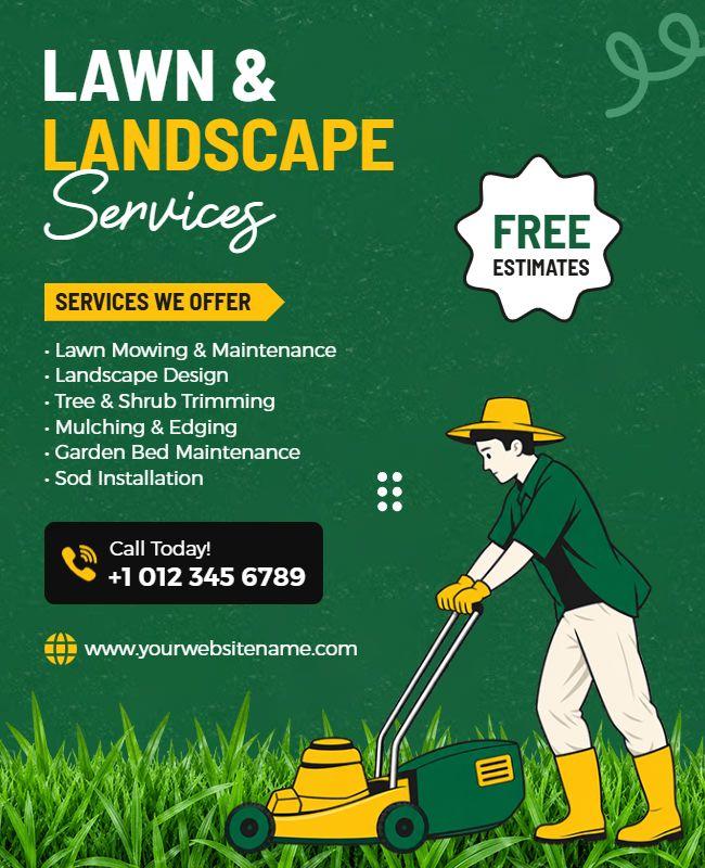 Lawn and Landscape Services Promotional Flyer Template