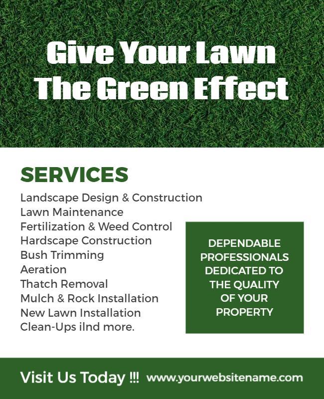 Green Grass Lawn Care Services Promotion Flyer Template