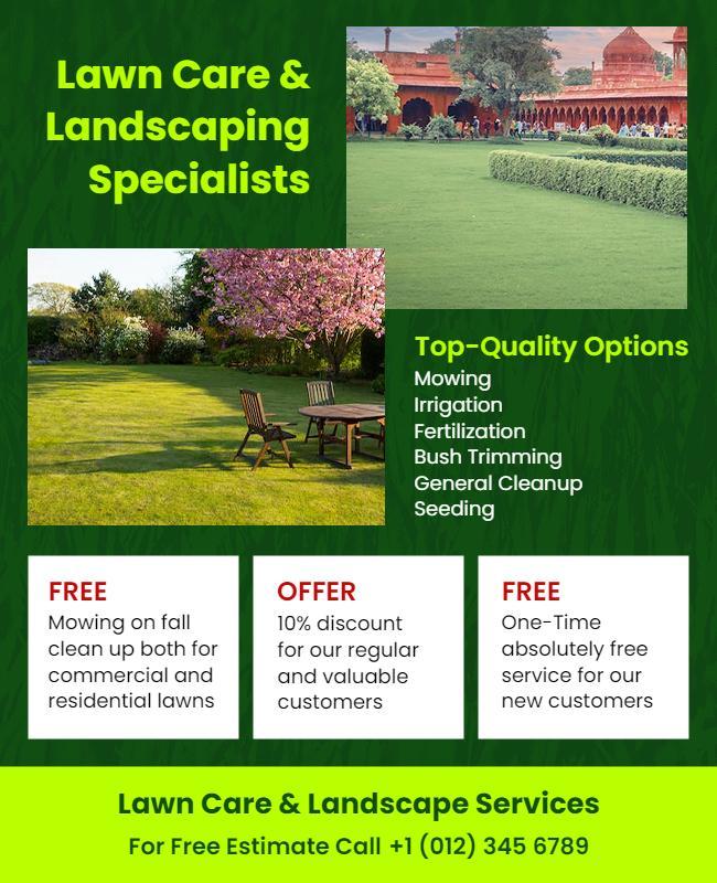 Lawn Care and Landscaping Services Flyer Template