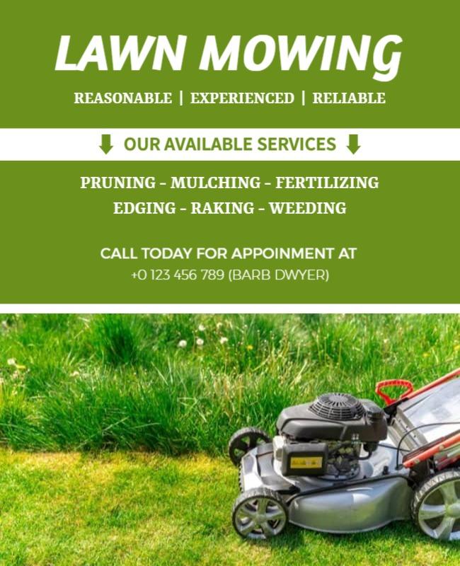 Green Lawn Care Services and Mowing Flyer Template