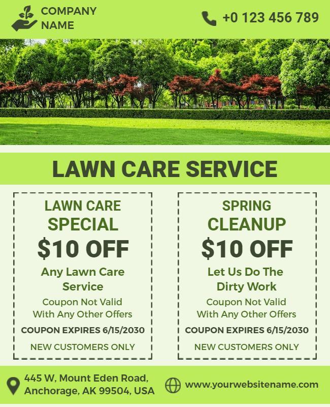 Lawn Care and Spring Cleanup Discount Flyer Template