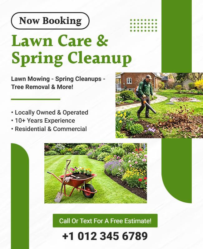 Lawn Care and Spring Cleanup Service Poster Template