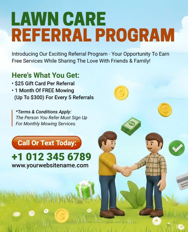 Lawn Care Referral Program Flyer Template