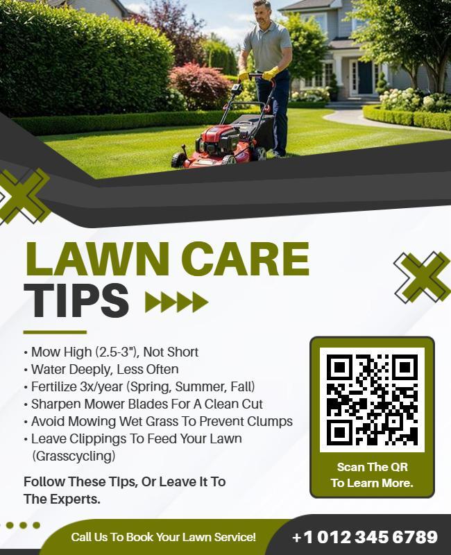 Lawn Care Services and Maintenance Tips Flyer Template