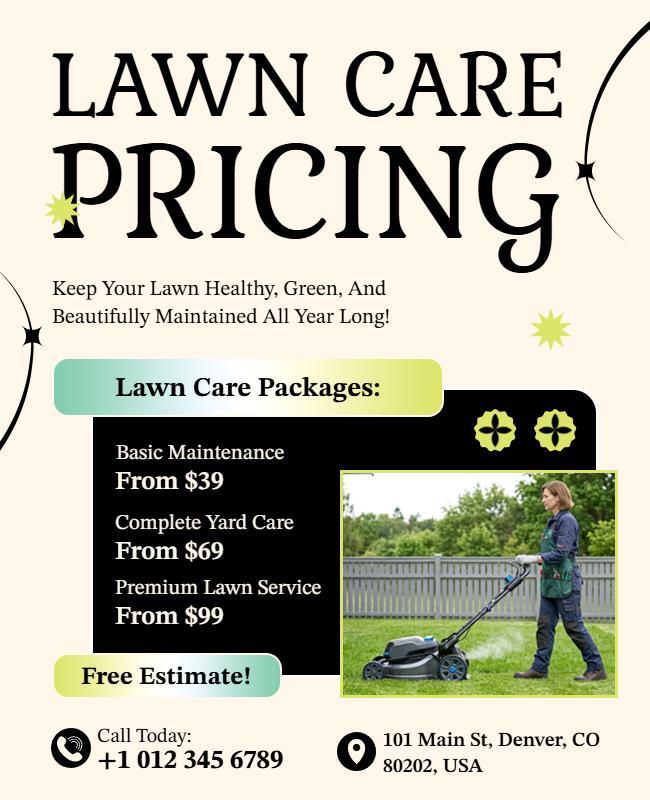 Lawn Care Services Pricing Flyer Template