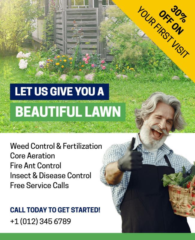 Vibrant Green Lawn Care Services Promotion Flyer Template