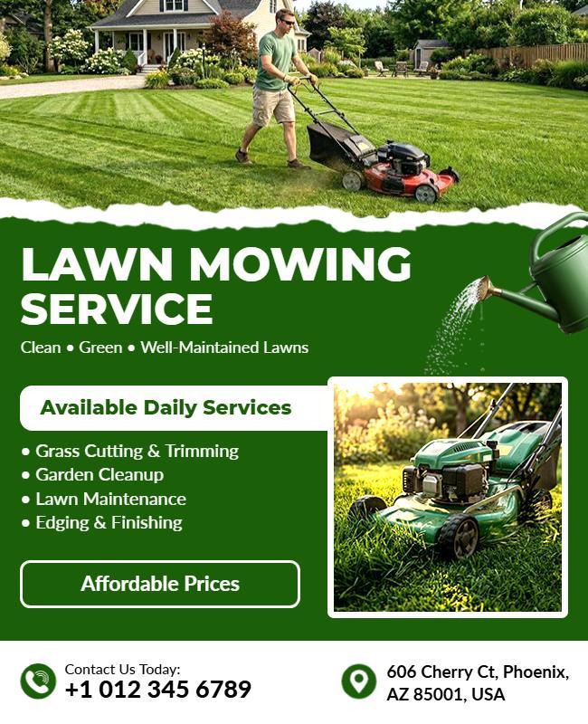 Lawn Mowing and Maintenance Service Poster Template