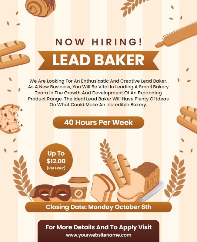 Lead Baker Job Hiring Flyer Template