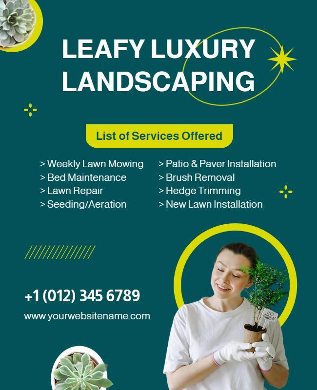 Leafy Luxury Landscaping Service Flyer Template