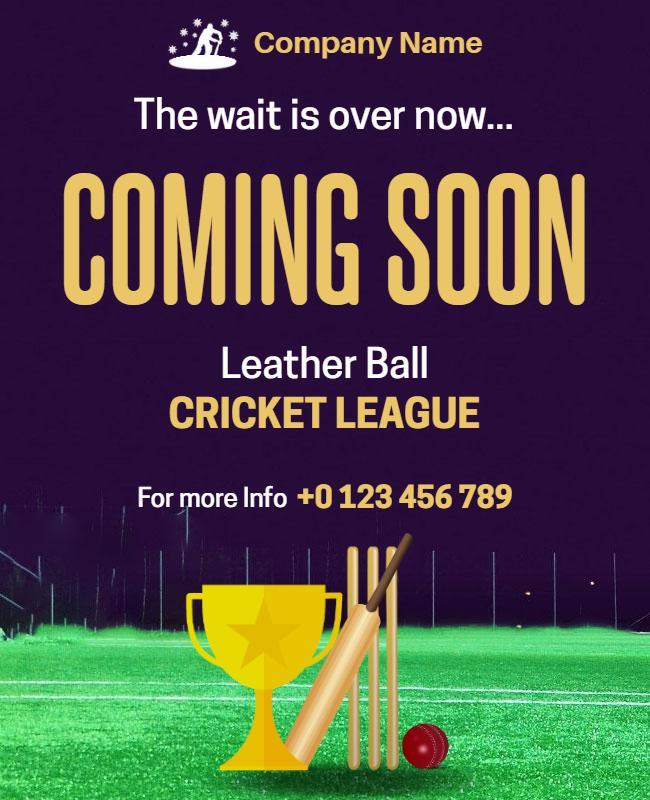 Leather Ball Cricket League Announcement Flyer Template