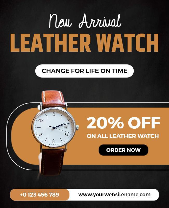 Leather Watch Discount Promotion Flyer Template