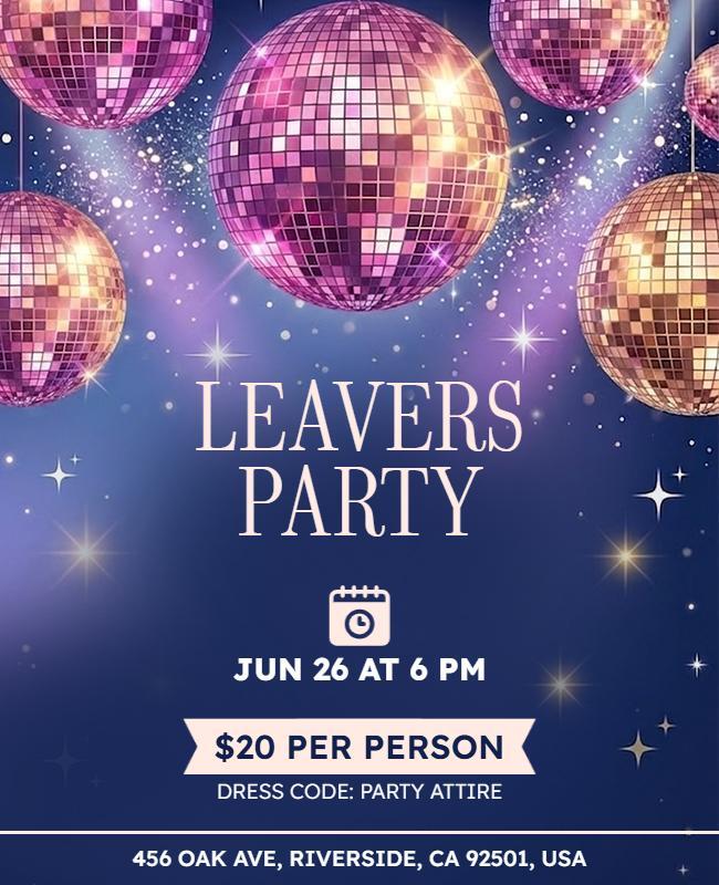 Leavers Party Night Celebration Flyer Template