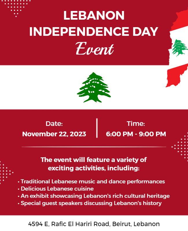 Lebanon Independence Day Celebration Event Flyer Template