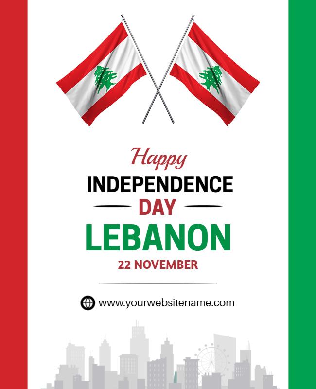 Patriotic Red Green Independence Day Lebanon Flyer Template