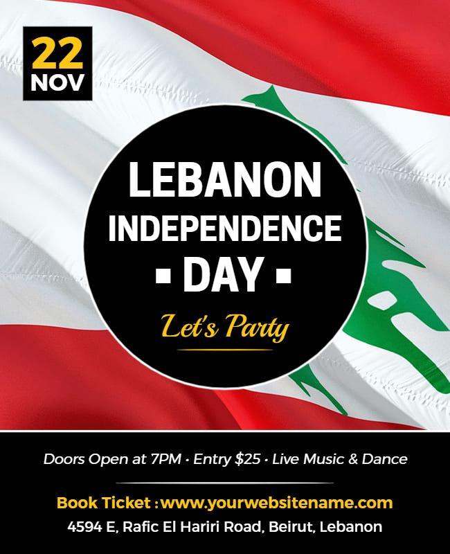 Lebanon Independence Day Celebration Party Flyer Template