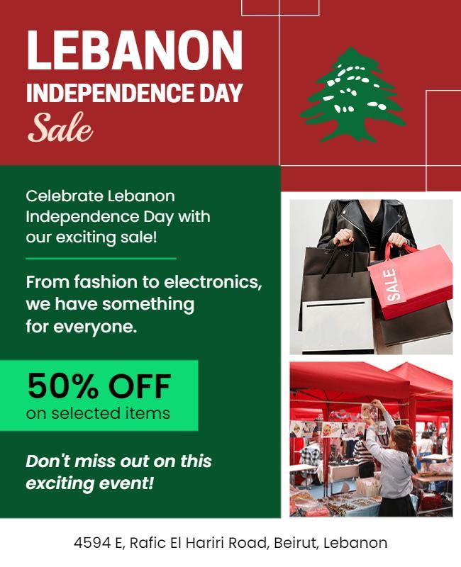 Lebanon Independence Day Sale Flyer Template