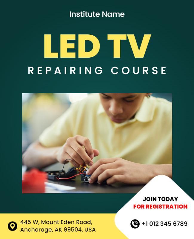 Led Tv Repairing Course Registration Flyer Template