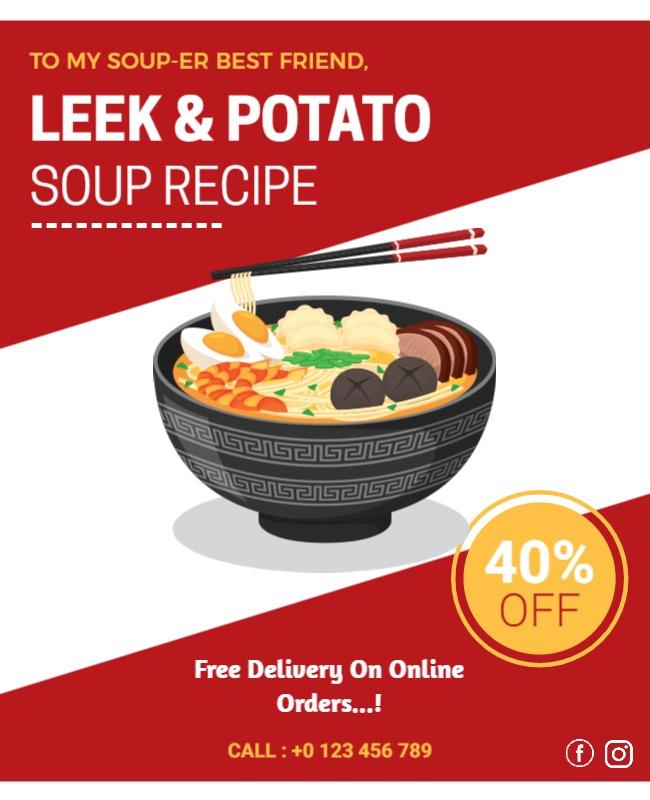 Leek and Potato Soup Recipe Promotion Flyer Template