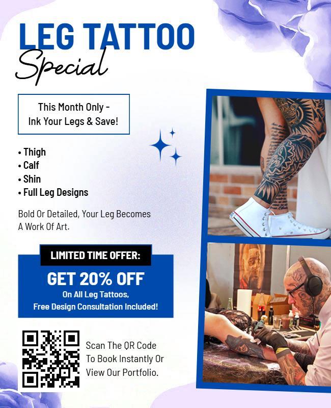 Leg Tattoo Promotion Discount Flyer Template