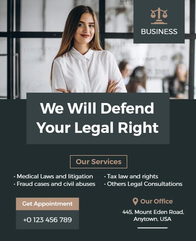 Professional Dark Legal Services Business Flyer Template