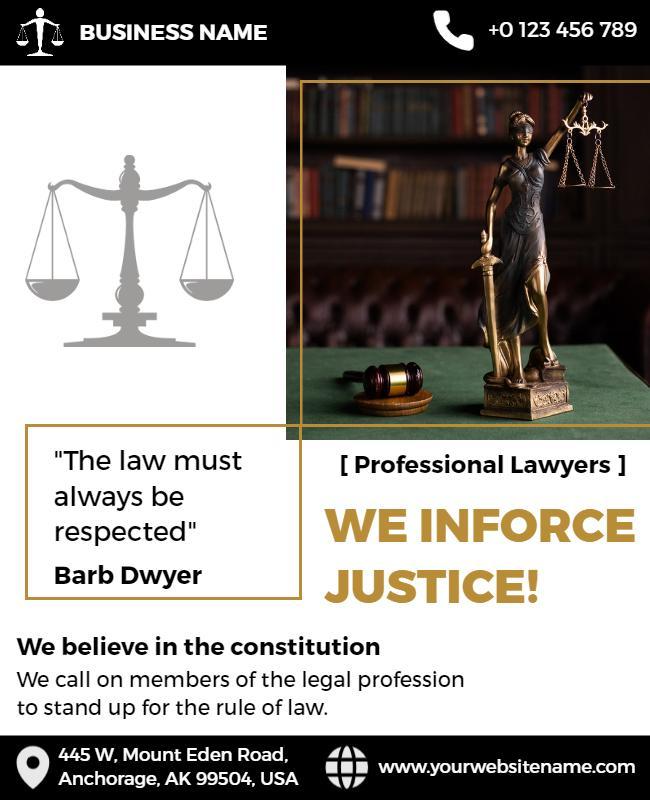 Legal Justice Themed Professional Lawyers Flyer Template