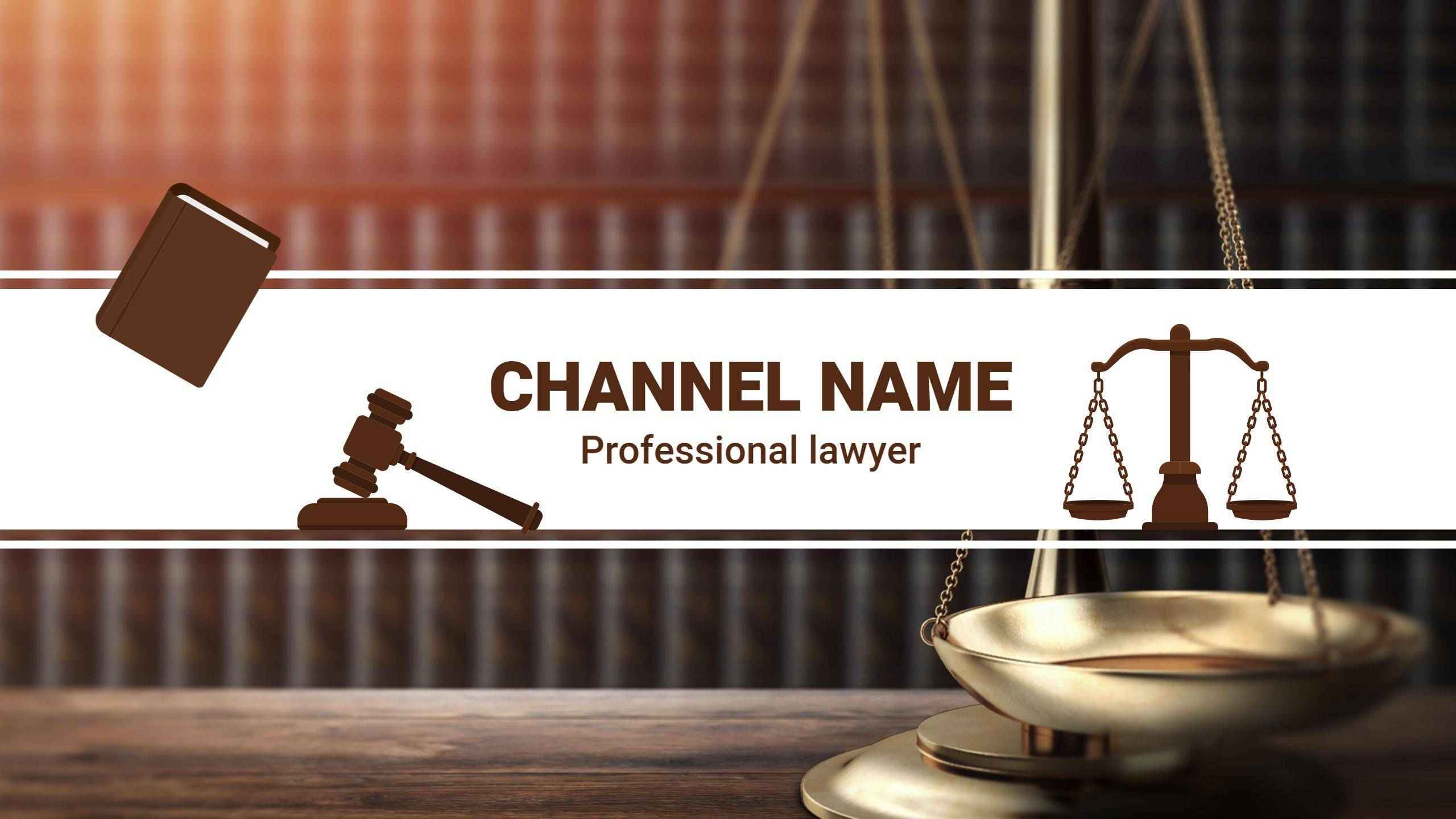 Legal Symbols and Justice Scales Graphic YouTube Banner Template
