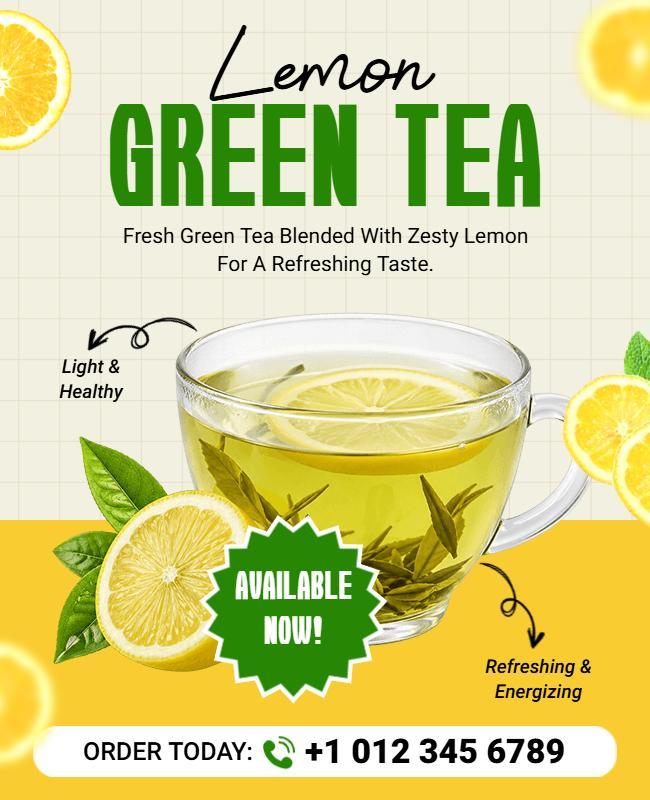 Lemon Green Tea Product Promotion Poster Template