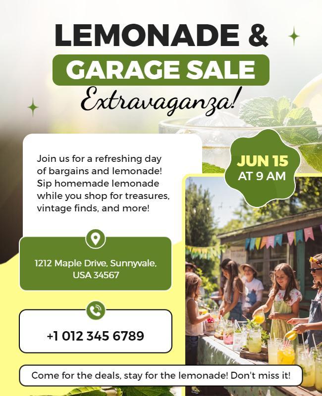 Lemonade and Garage Sale Extravaganza Flyer Template