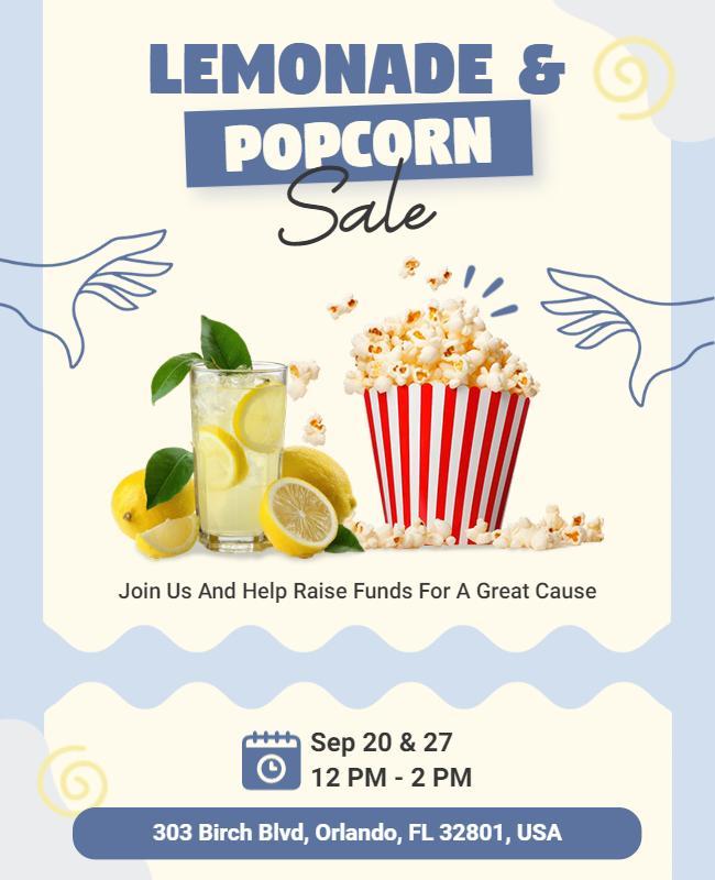 Lemonade and Popcorn Fundraiser Sale Event Flyer Template