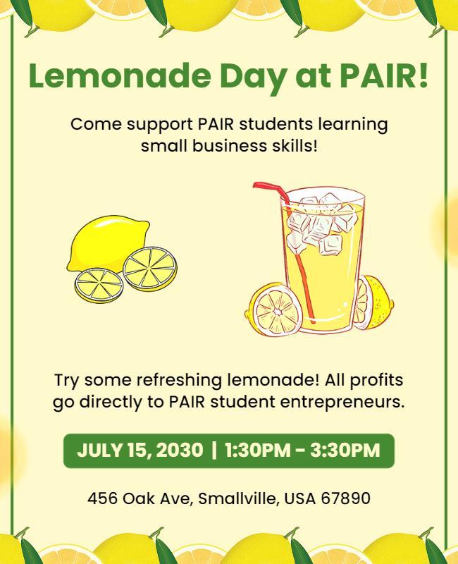 Lemonade Day Fundraising Event Flyer Template