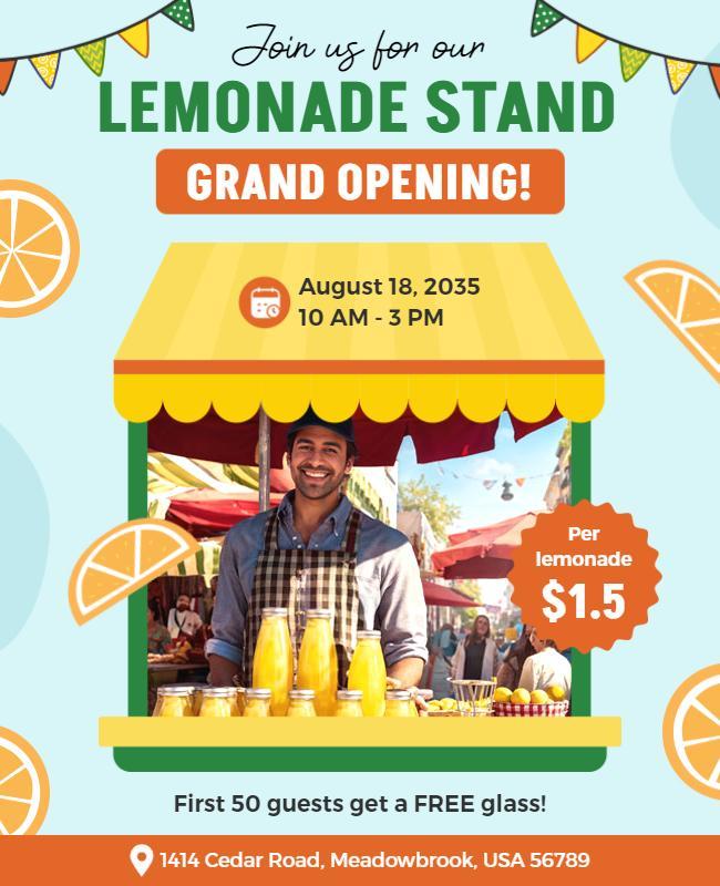 Lemonade Stand Grand Opening Event Flyer Template