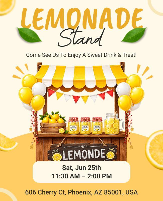 Lemonade Stand Summer Poster Template