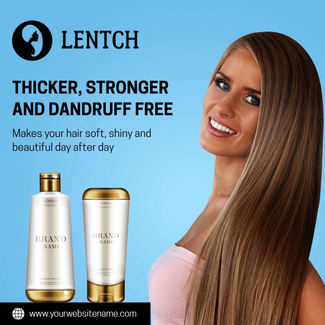 Lentch Hair Care for Thicker and Stronger Hair Ad Template