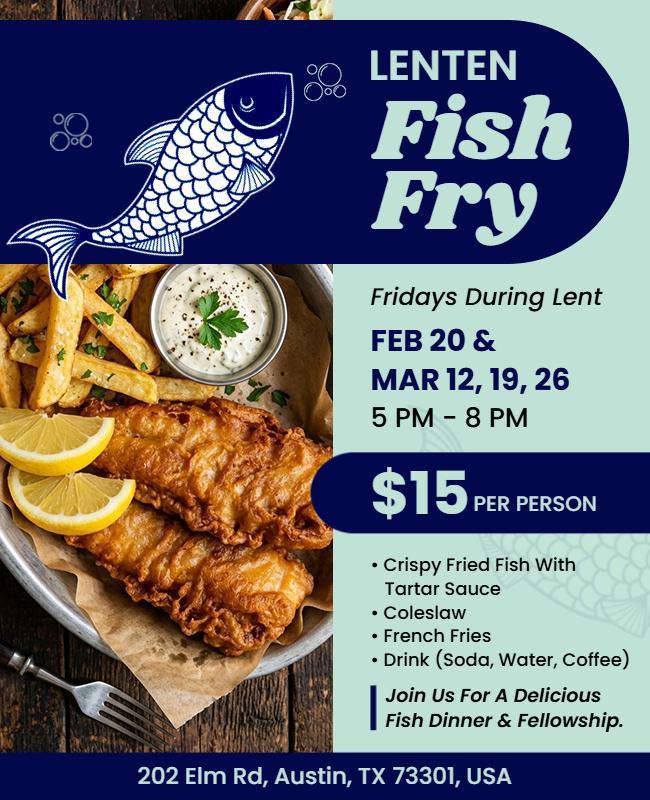 Lenten Fish Fry Event Announcement Flyer Template