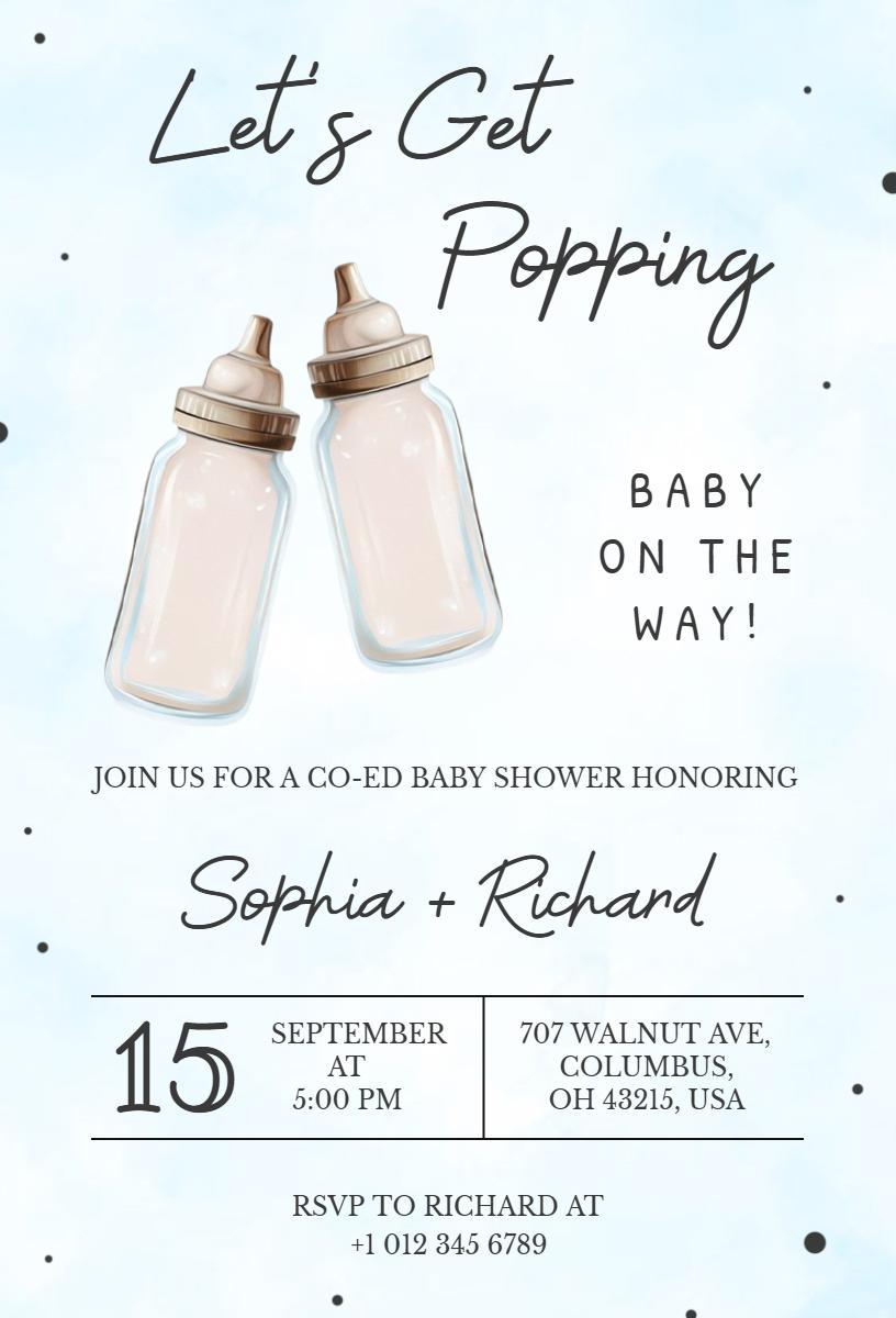 Let's Get Popping Co-ed Baby Shower Invitation Template
