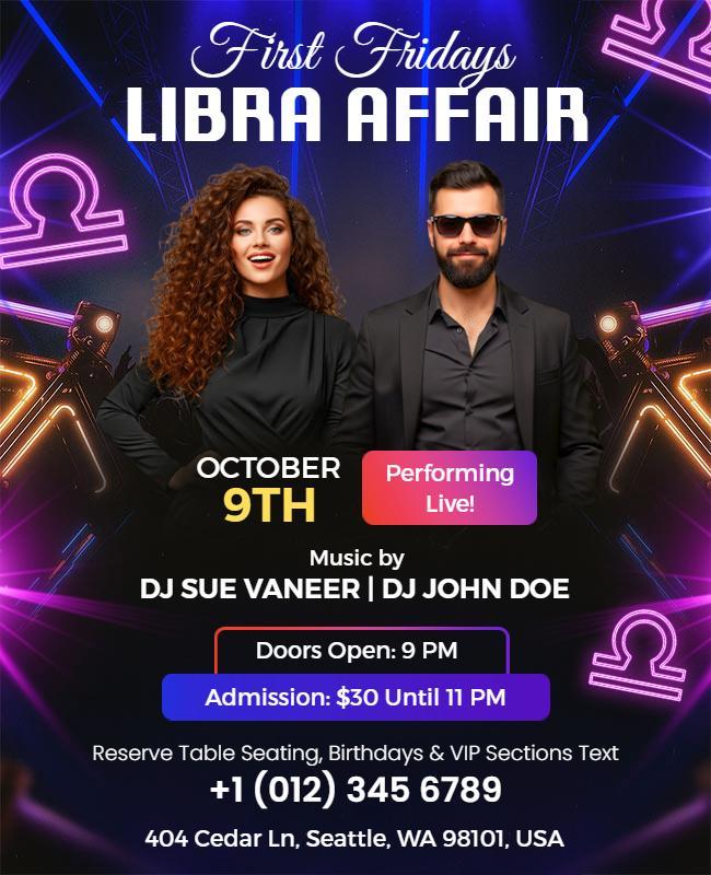 Libra Affair Club Night Event Flyer Template