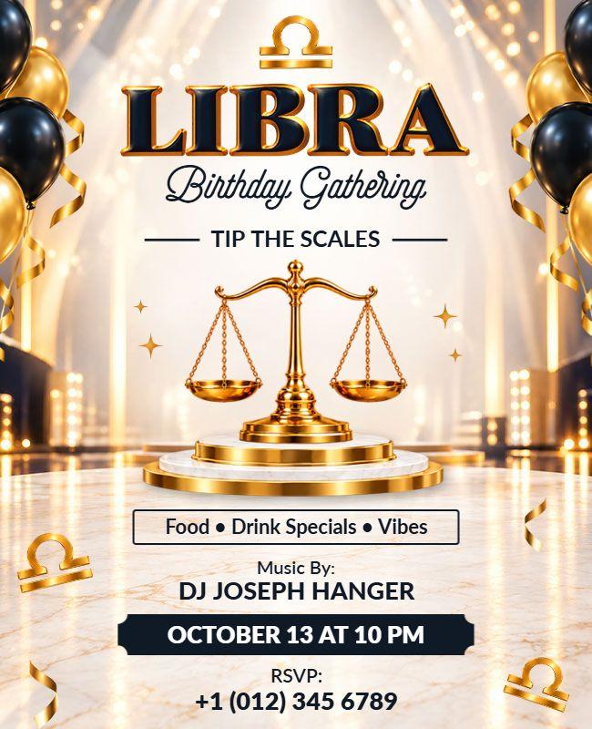 Libra Birthday Gathering Event Flyer Template