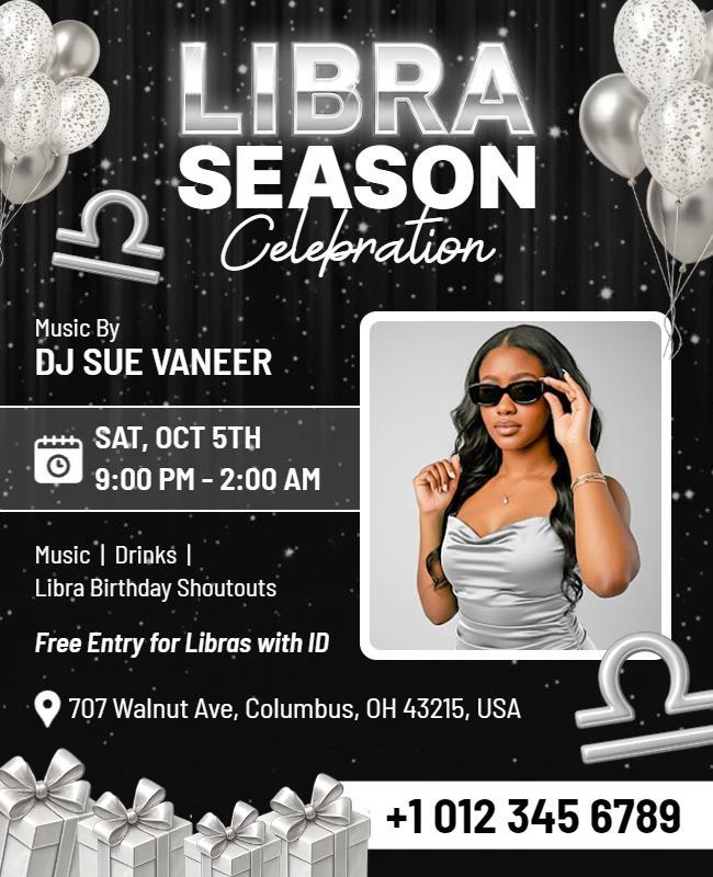 Libra Season Celebration Party Flyer Template