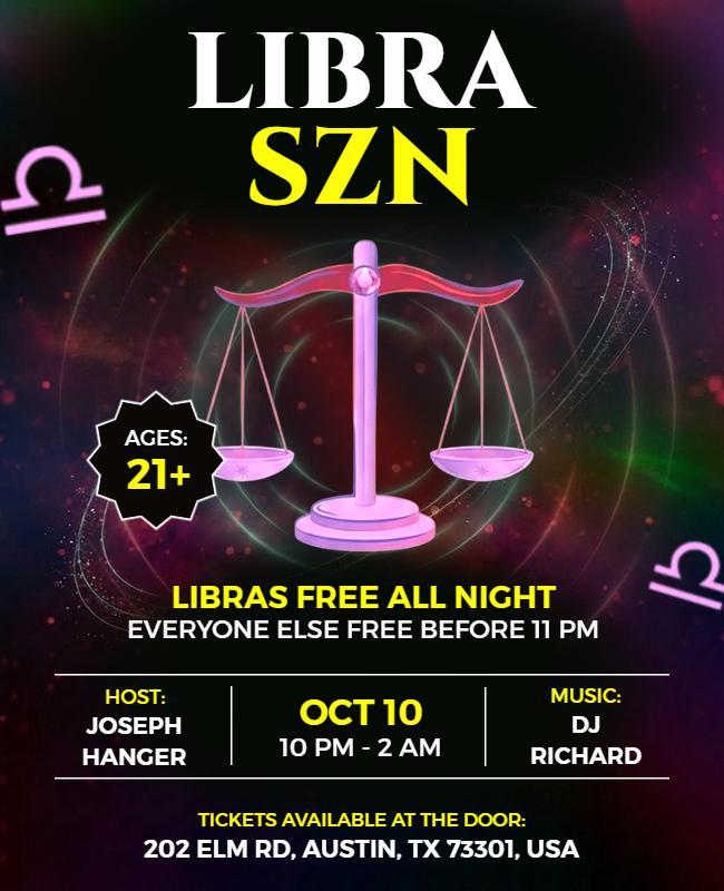 Libra SZN Party Flyer Template