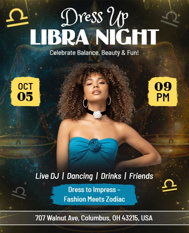 Libra Themed Dress up Night Flyer Template