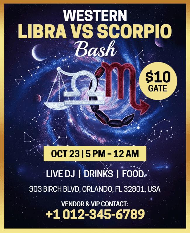 Libra Vs Scorpio Bash Night Flyer Template