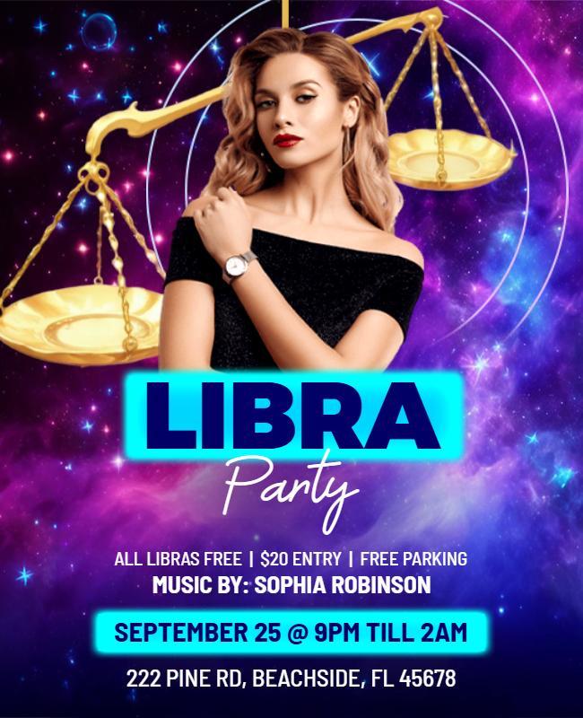 Libra Zodiac Theme Party Flyer Template