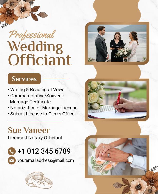 Licensed Notary Wedding Officiant Services Flyer Template