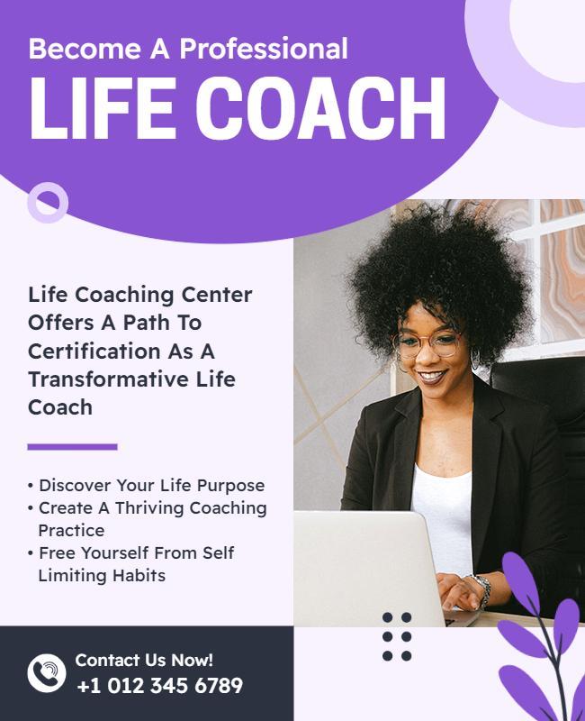 Modern Purple Life Coaching Certification Program Flyer Template